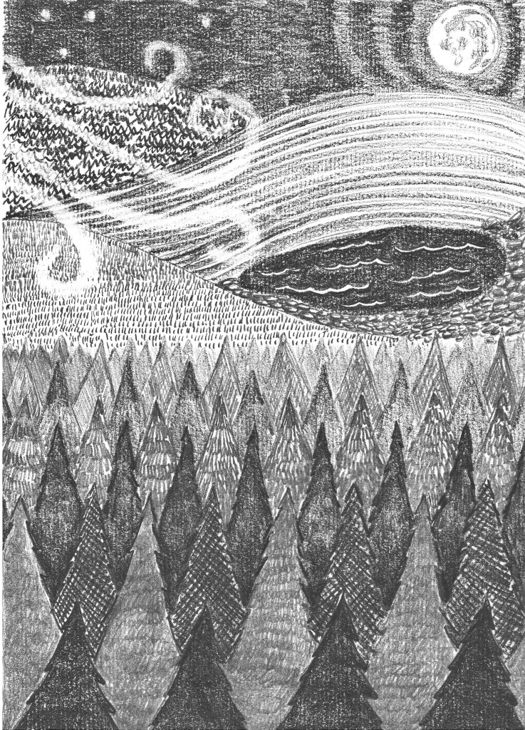 illustration friday dream illustratie maan heuvels nachtbries